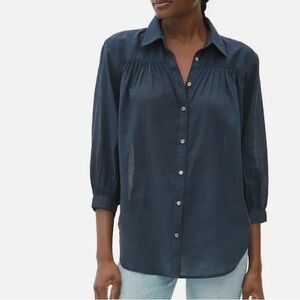 Michael Stars Sz M “Robyn” Navy Button-Up Blouse 100% Cotton